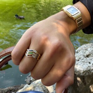 Anillo ondas tricolor - "Vagues Éternelles"